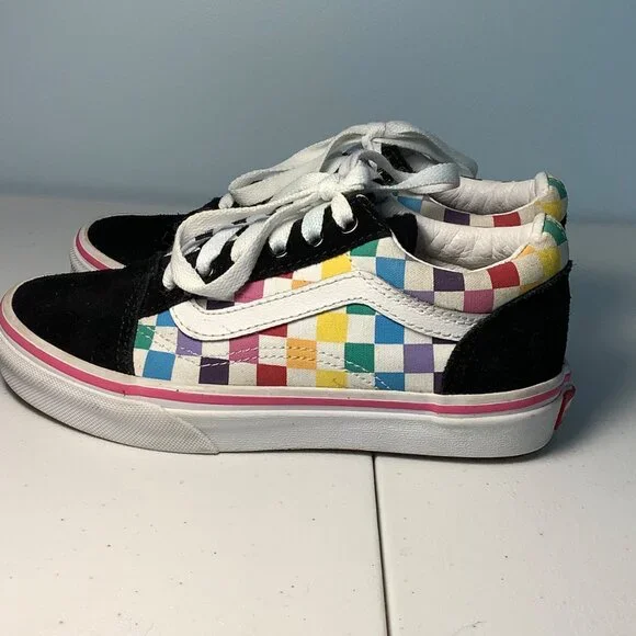 Vans Kids Sz 1 Off the Wall Checkerboard Multicolor Sneakers 721356 Skater Shoe - Picture 3 of 9